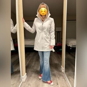 Womens Hooded Faux-Fur-Lined Anorak Raincoat by Calvin Klein [New with Tags]